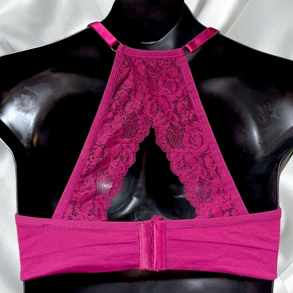 TORRID BERRY PINK DEEP V RACERBACK LIGHTLY PADDED SEAMLESS BRALETTE NEW - Picture 6 of 14